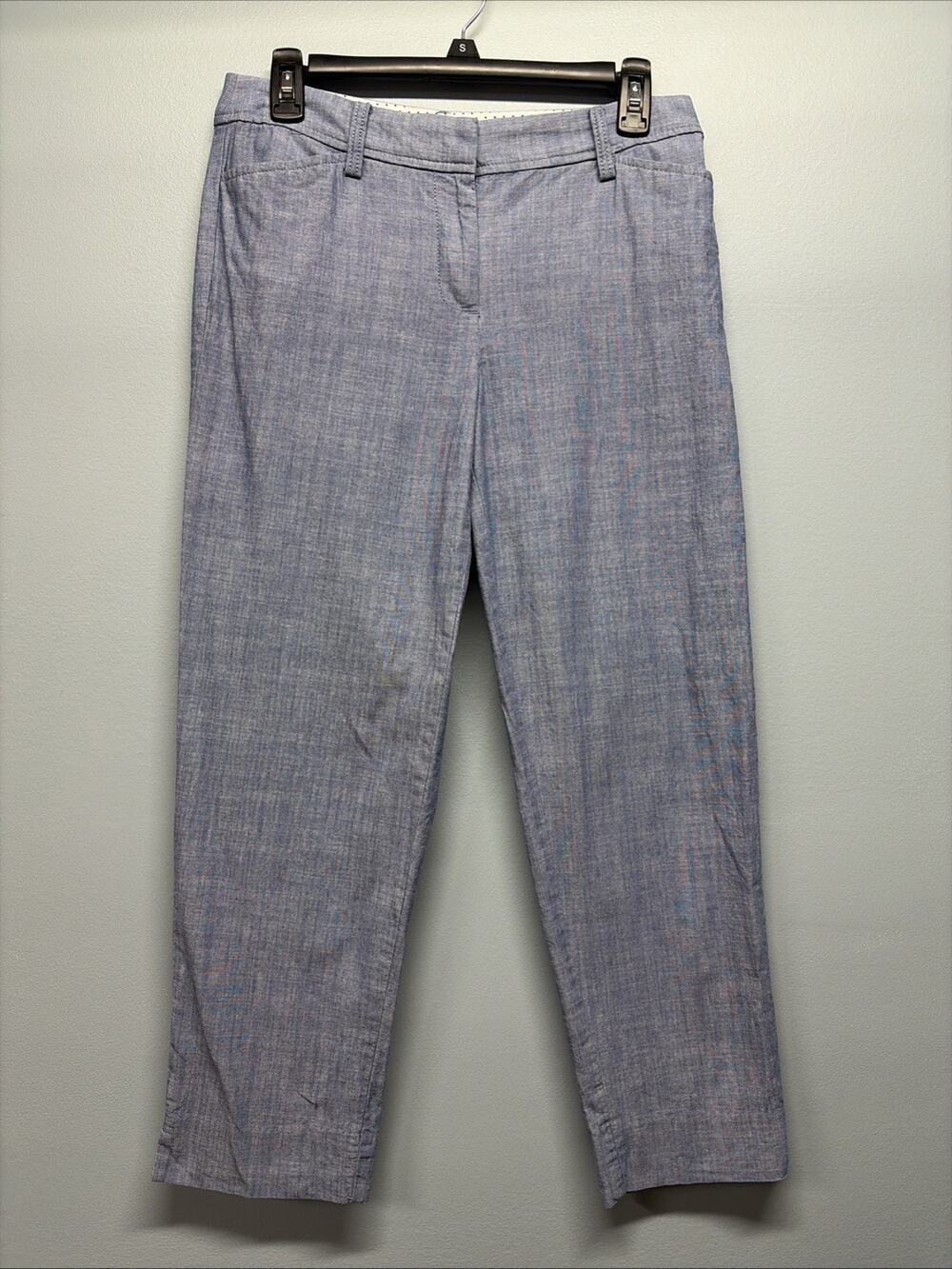 Talbots Pants Women’s Sz 2 - Perfect Crop Cotton Blue Chambray Casual Beach